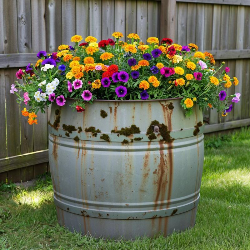 Клумба из железной бочки: как превратить хлам в яркий элемент сада