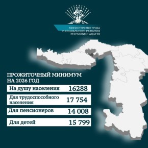 В Адыгее утверждён прожиточный минимум на 2026 год