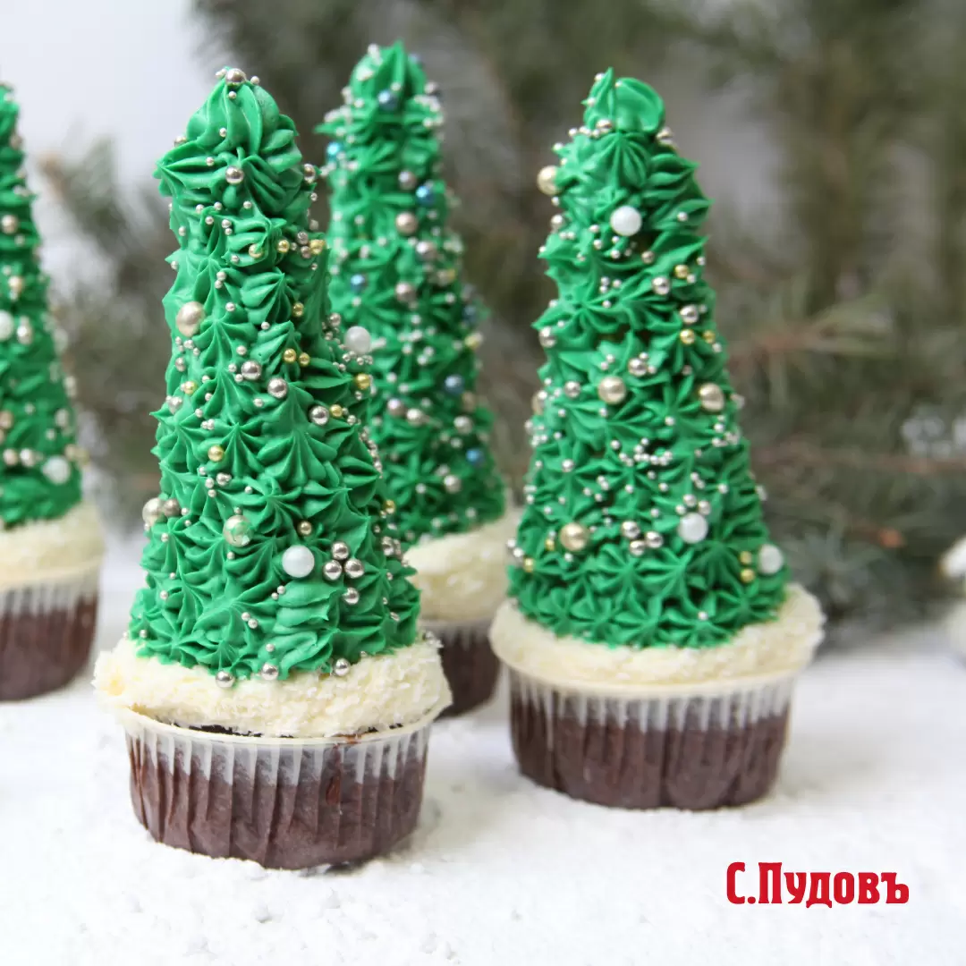 Новогодние маффины в форме ёлочек — простая изюминка праздника